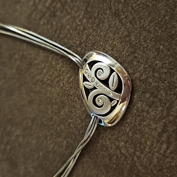 BRIGHTON Silver Plated Eve's Delight Floral Sliding Pendant Multi-chain Necklace - Picture 3 of 6